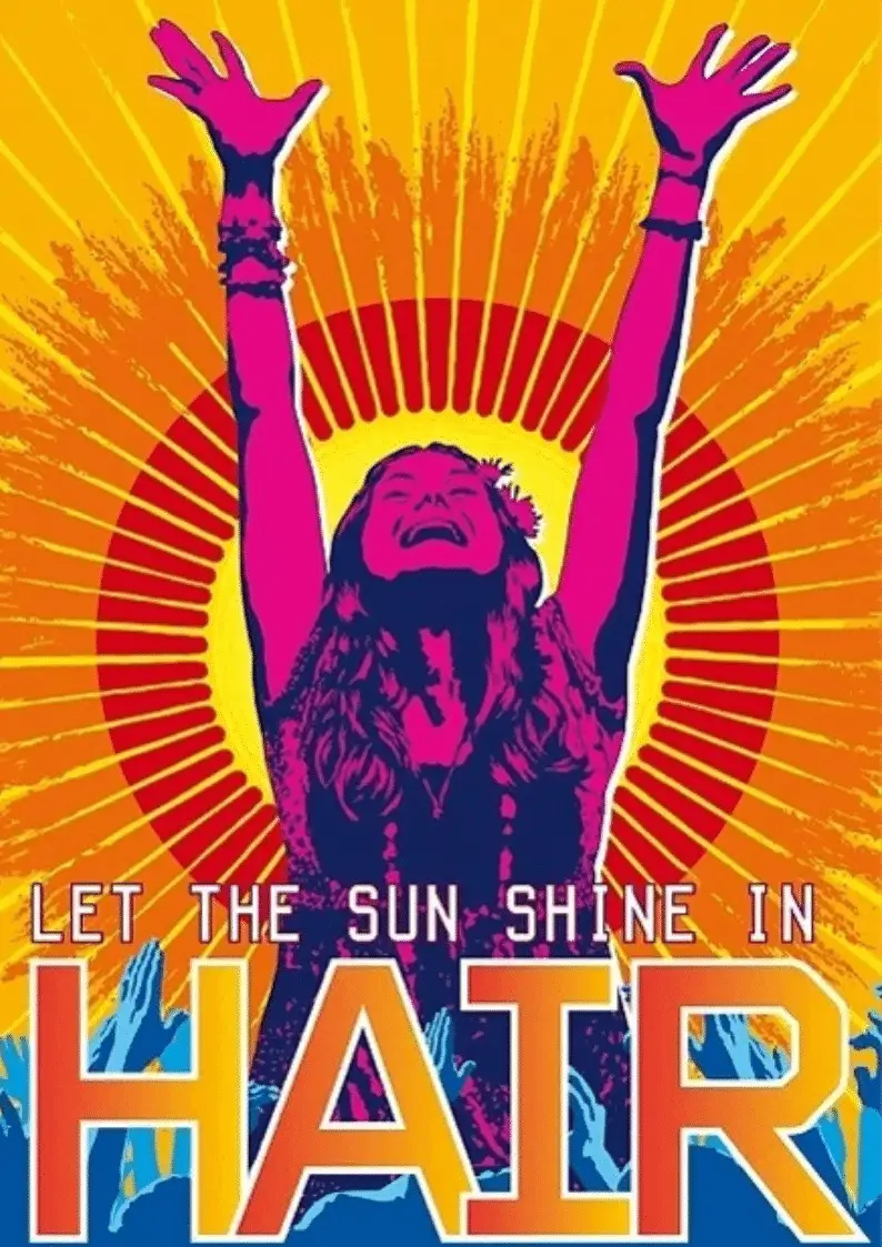 Poster for Hair with the tagline Let the Sun Shine In