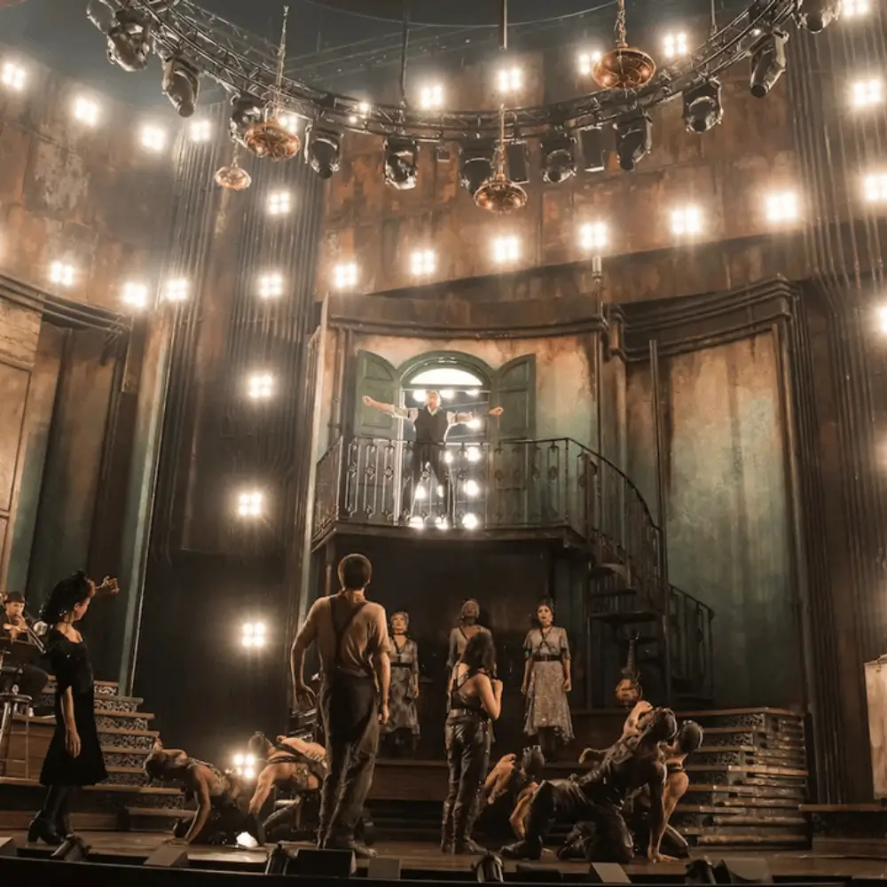 Cast taking a bow at a Broadway curtain call